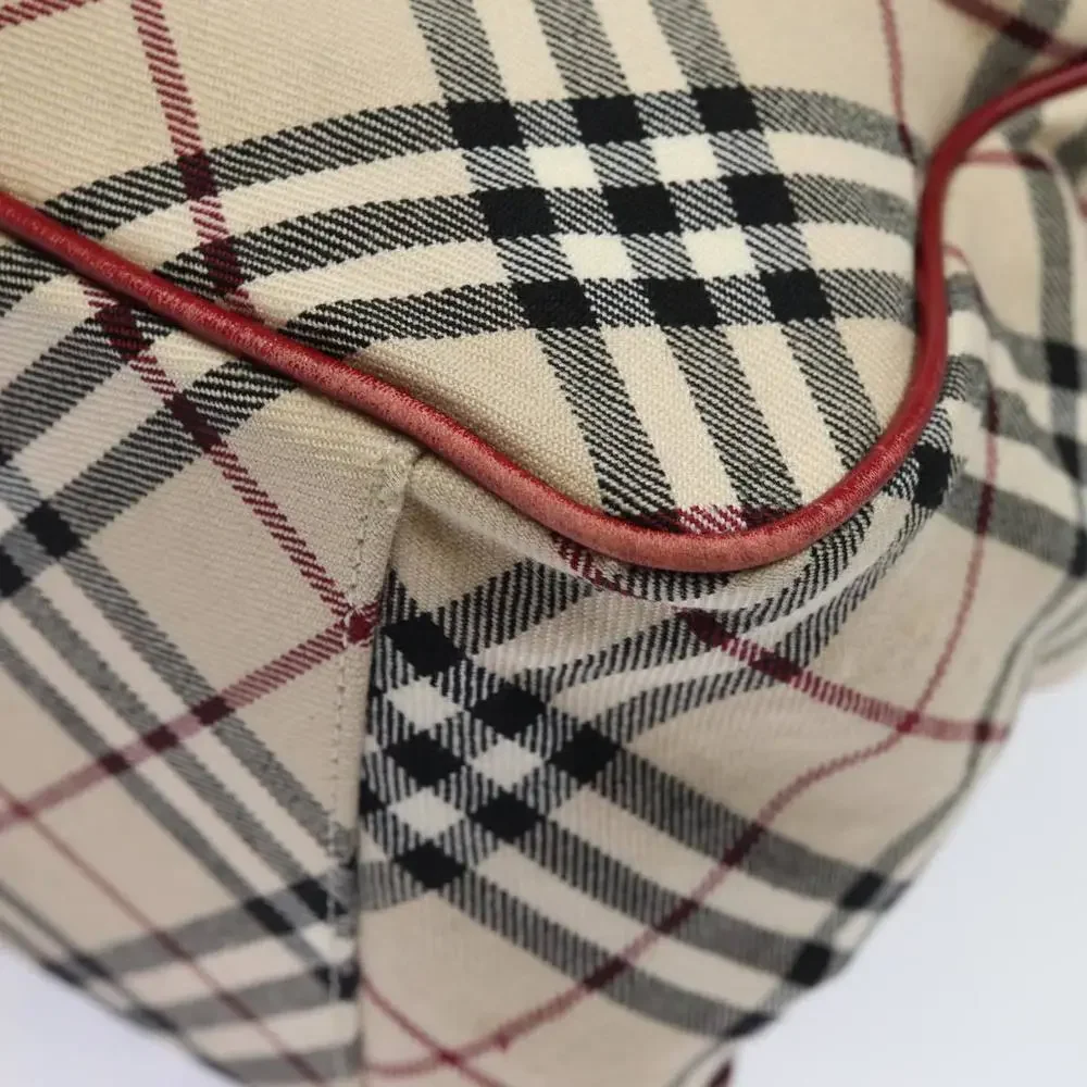 BURBERRY Nova Check Blue Label Hand Bag Canvas Beige Red Auth yk13174 - Picture 11 of 16